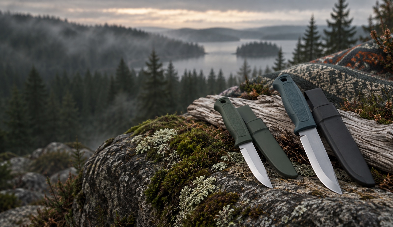 Morakniv Amberg y Risberg en un paisaje escandinavo