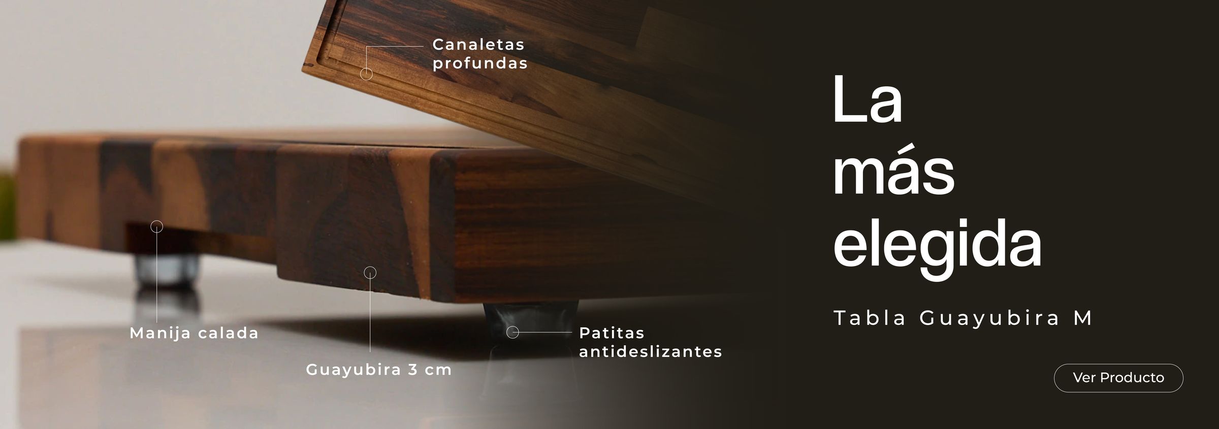 La más elegida: Tabla Guayubira M. Canaletas profundas, manija calada, Guayubira de 3 cm y patitas antideslizantes. Ver producto