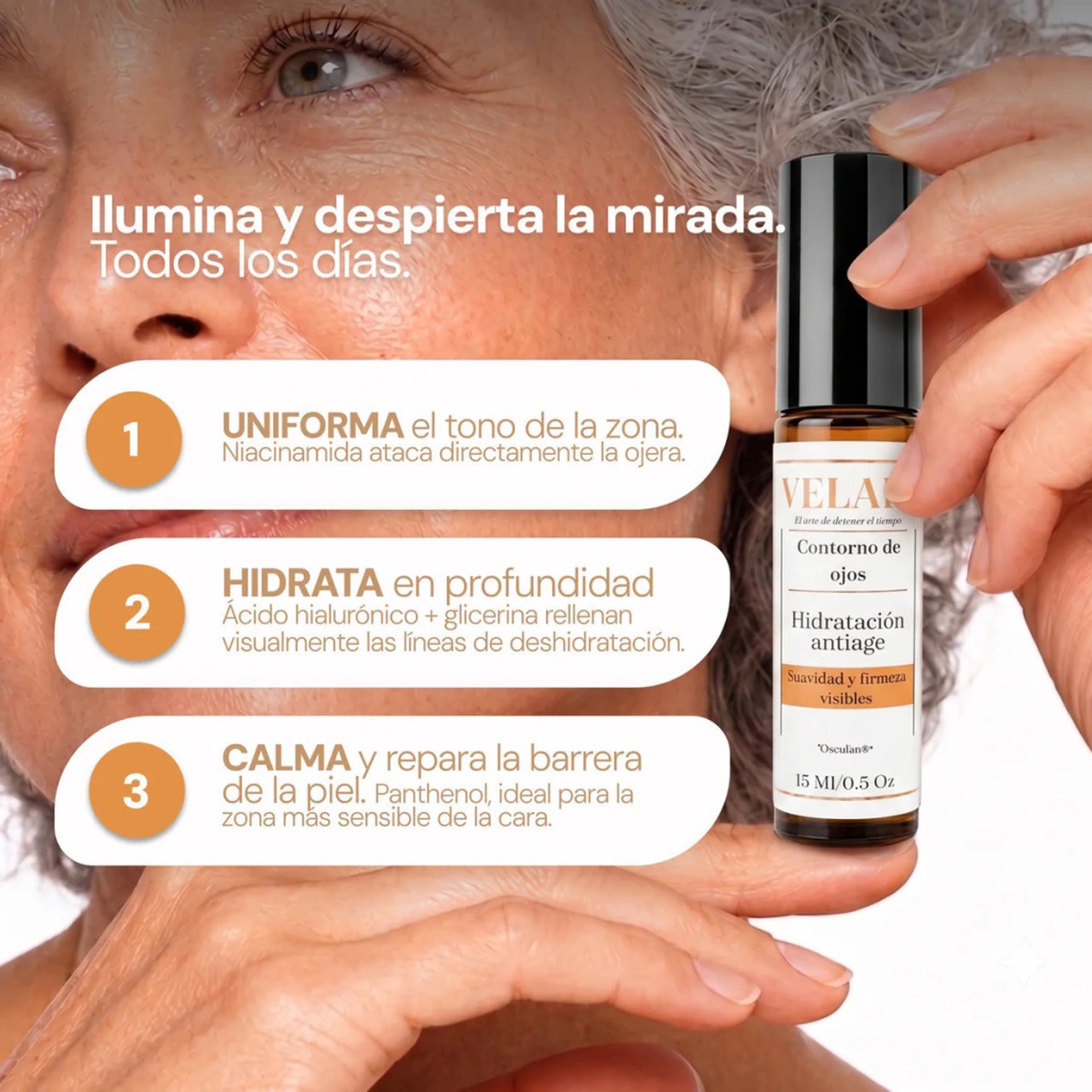Ilumina y despierta la mirada: uniforma el tono, hidrata en profundidad y calma