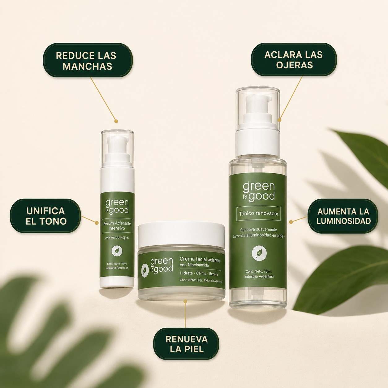Kit Mirada Renovada — 5 acciones simultáneas: aclara las ojeras, devuelve la luminosidad, unifica el tono, renueva la piel y reduce manchas localizadas