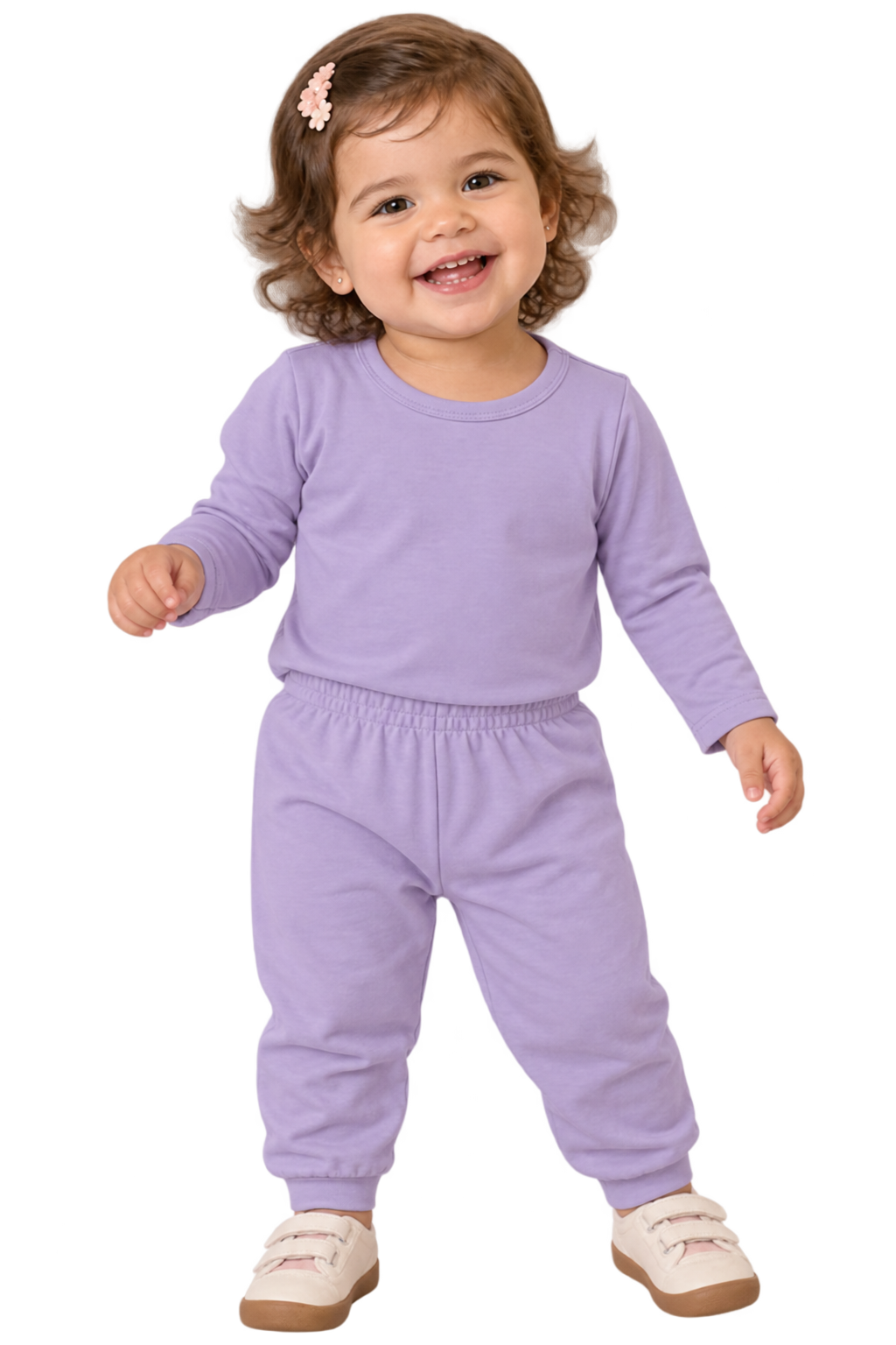 Bebê com conjunto lilás