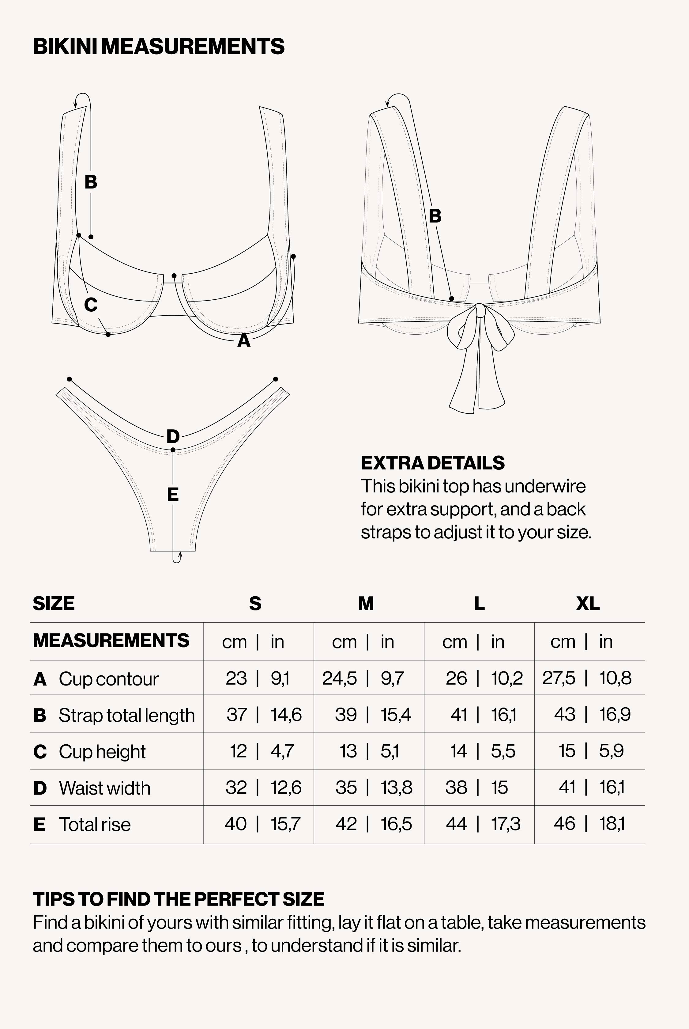 Product Measurements of BETTY POLKA DOTS BIKINI SET