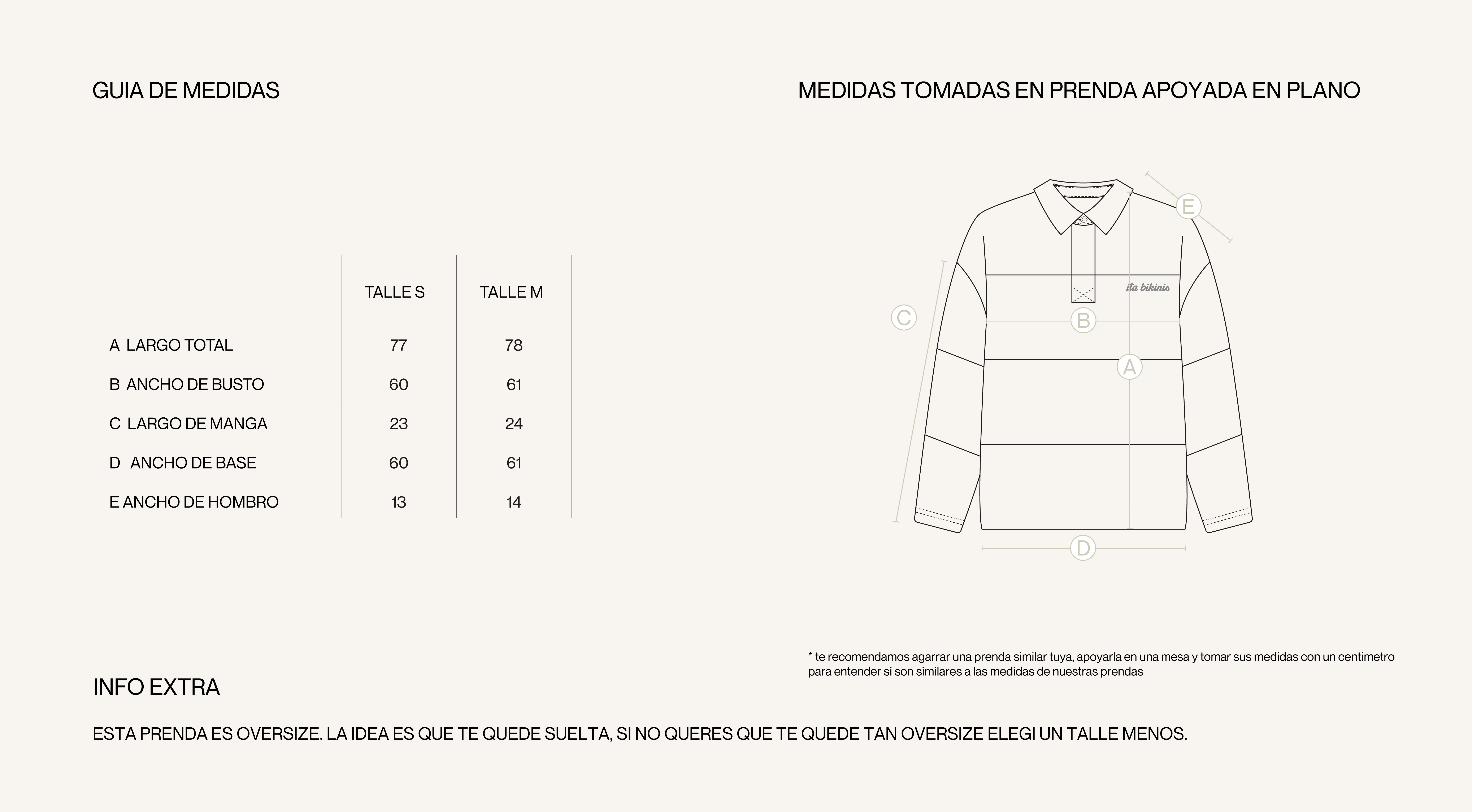 Medidas de la prenda de BUZO WYNWOOD AZUL Y BUTTER