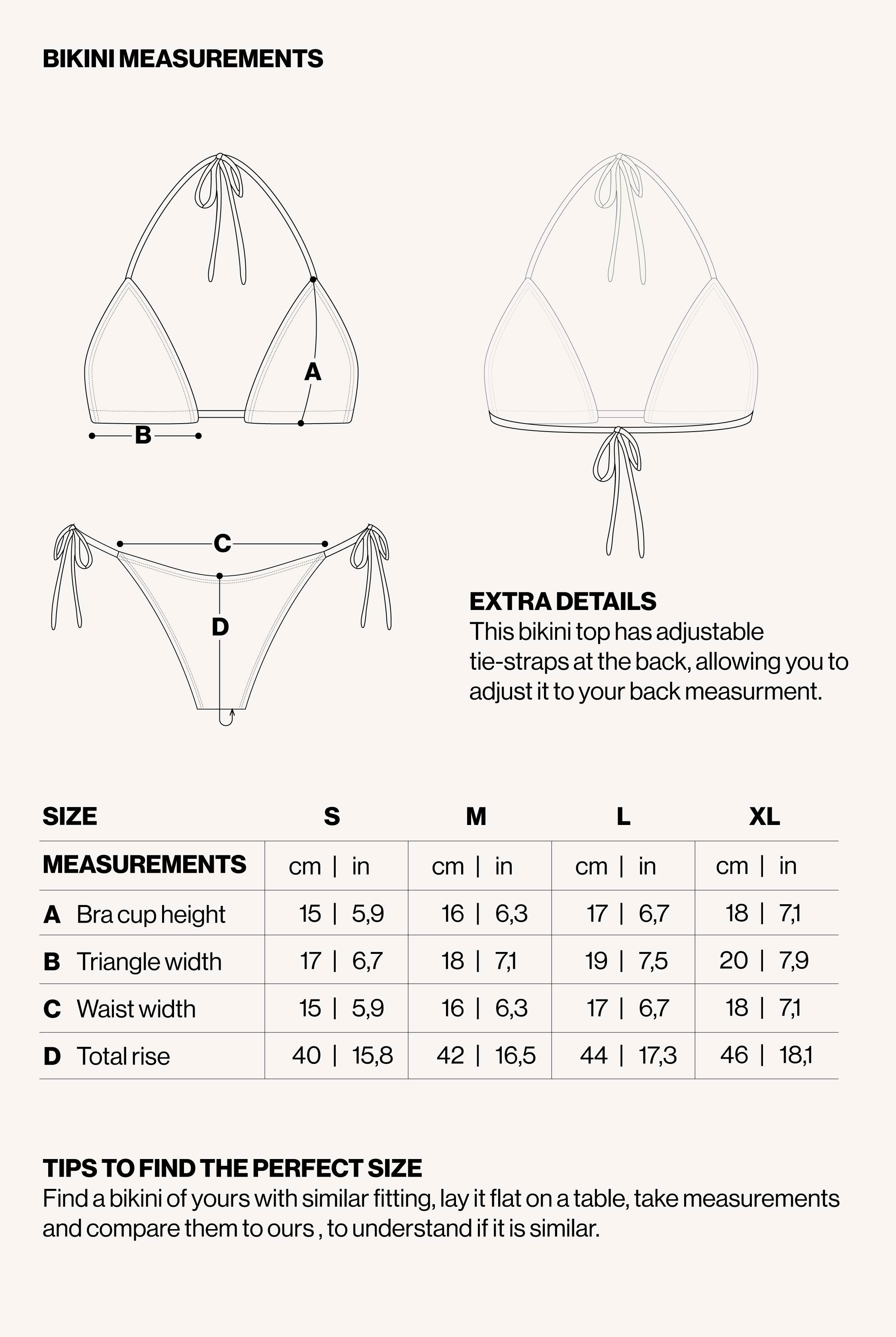Product Measurements of NAXOS VELVET SAND BIKINI SET