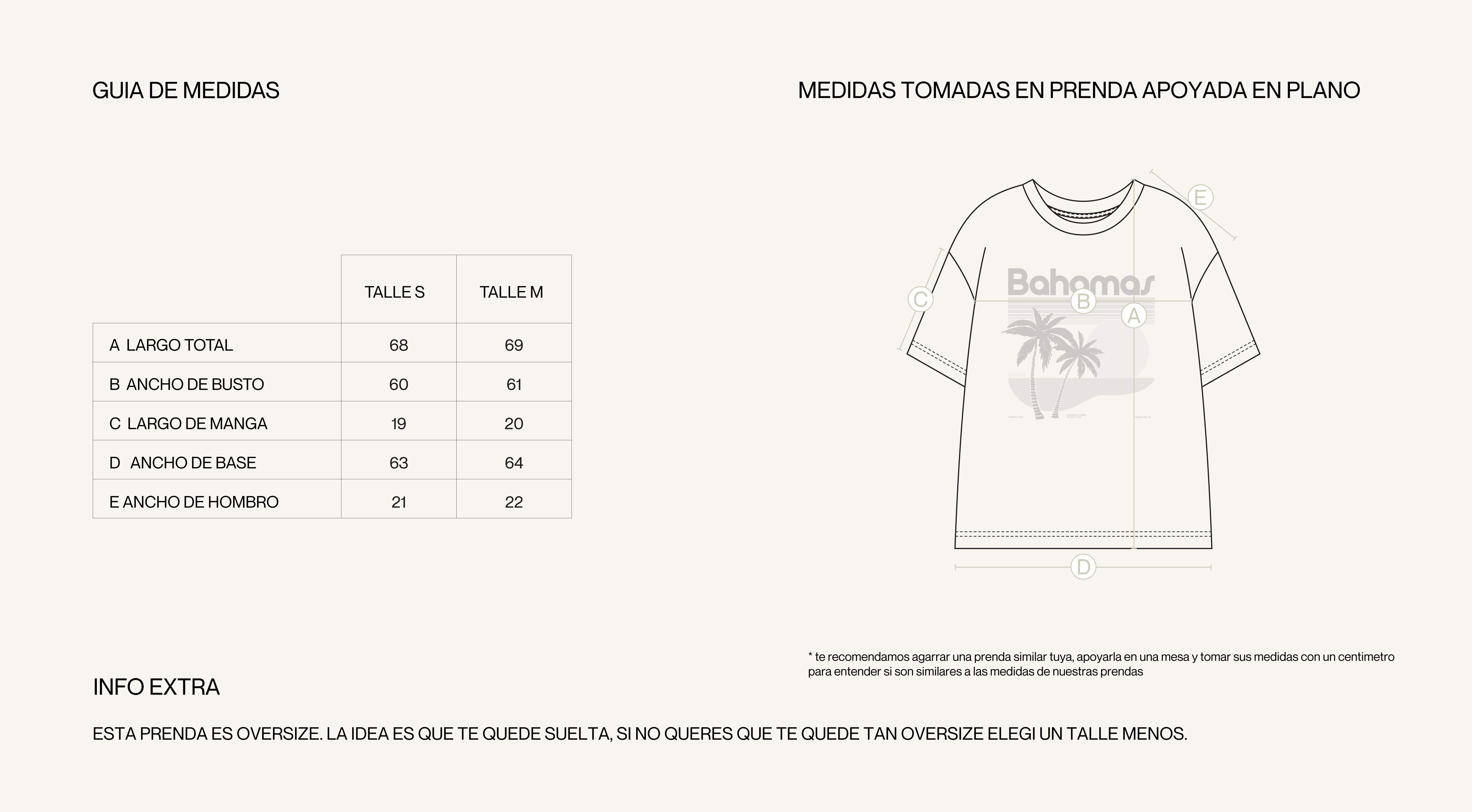 Medidas de la prenda de REMERA BAHAMAS BLANCO