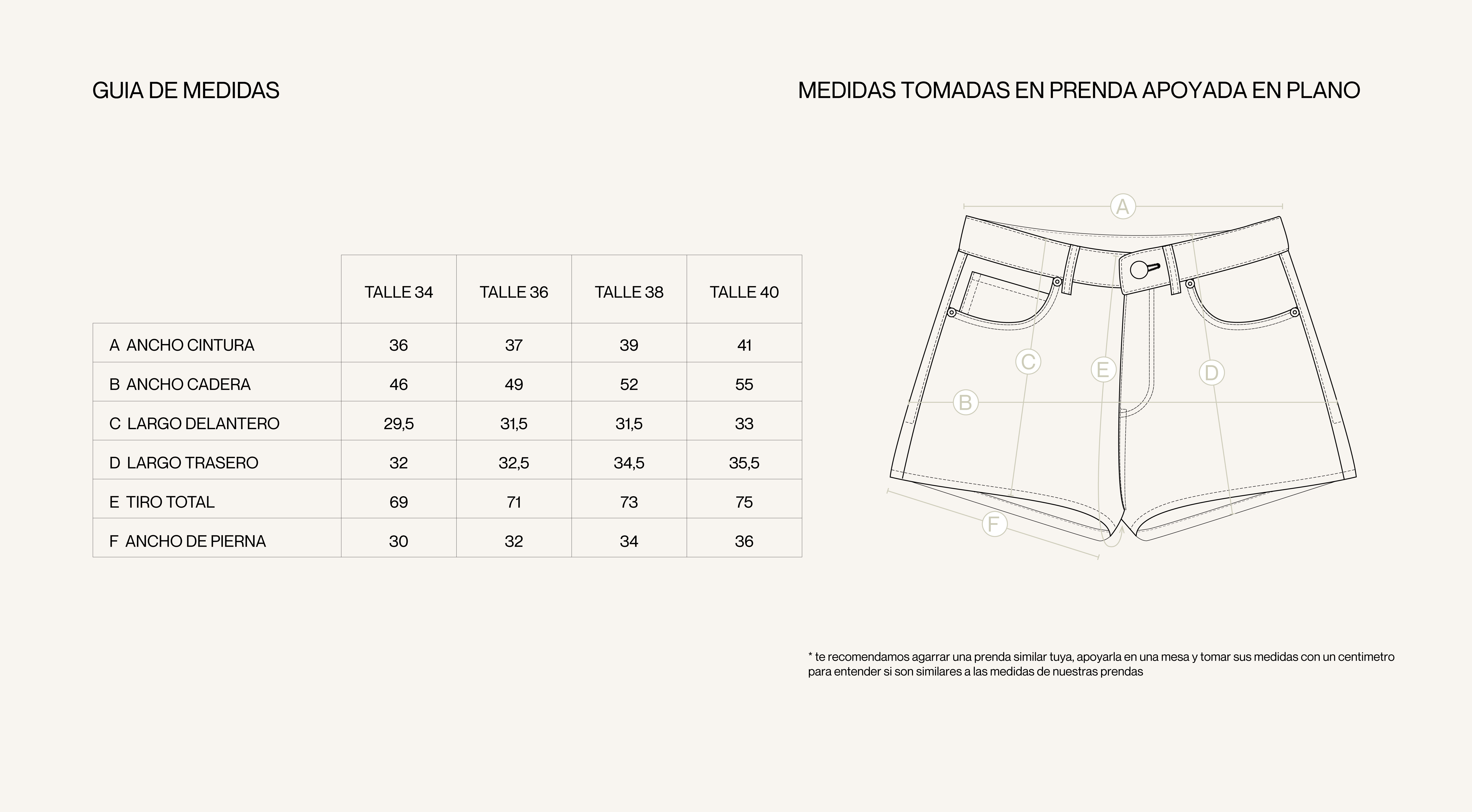 Medidas de la prenda de SHORT LILY OXIDE BLUE