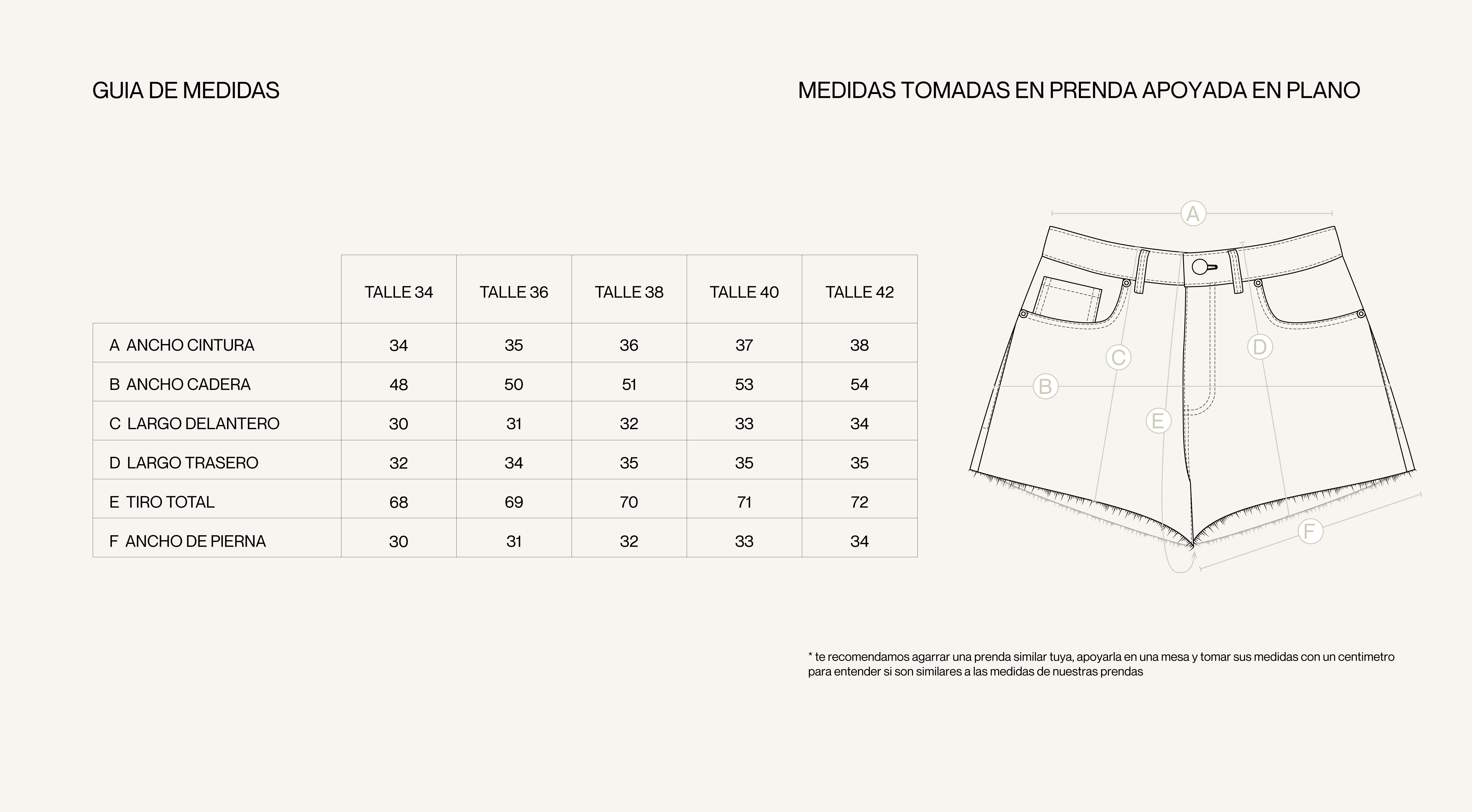 Medidas de la prenda de SHORT LOLITA LIGHT BLUE