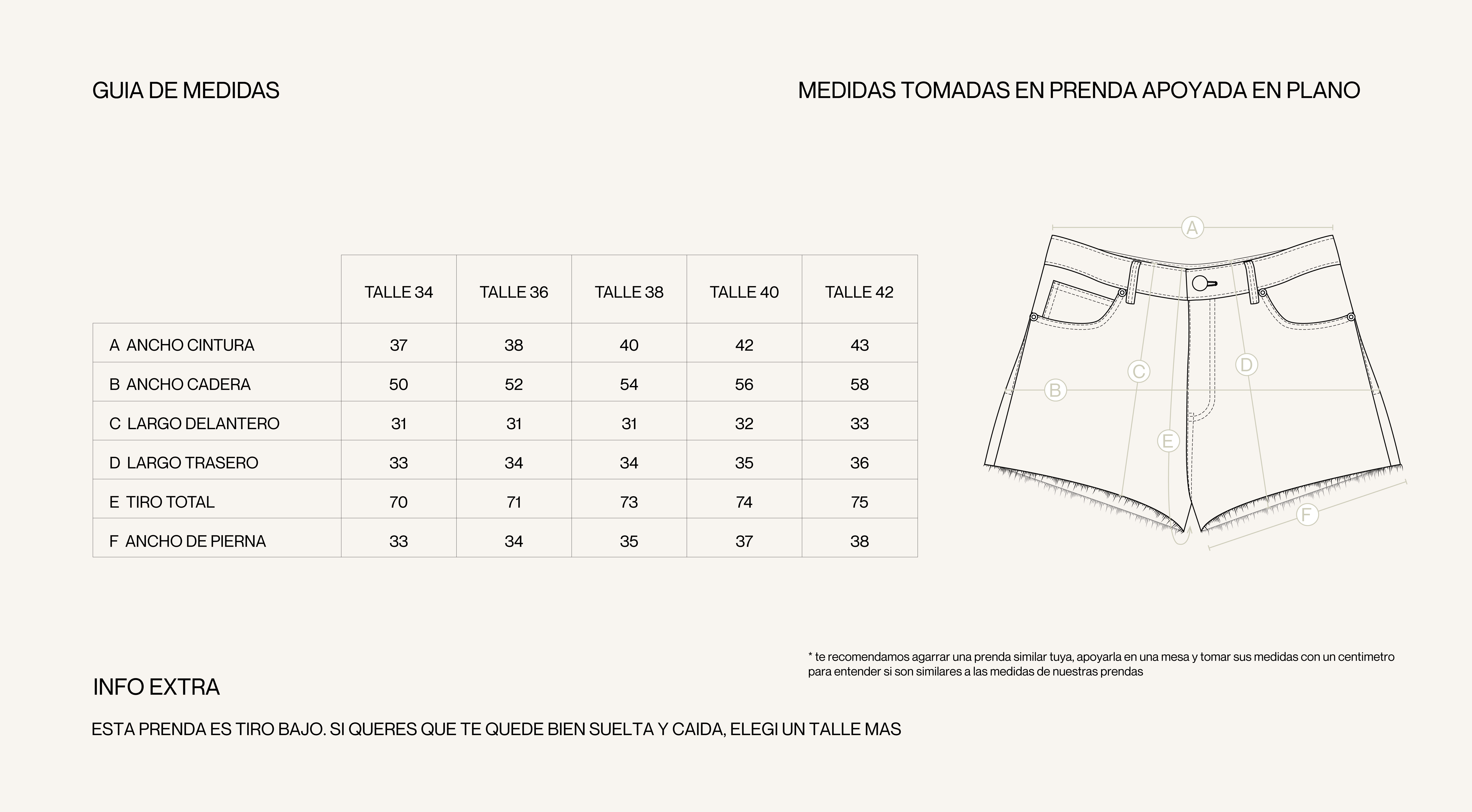 Medidas de la prenda de SHORT SEREIA ORIGINAL BLUE