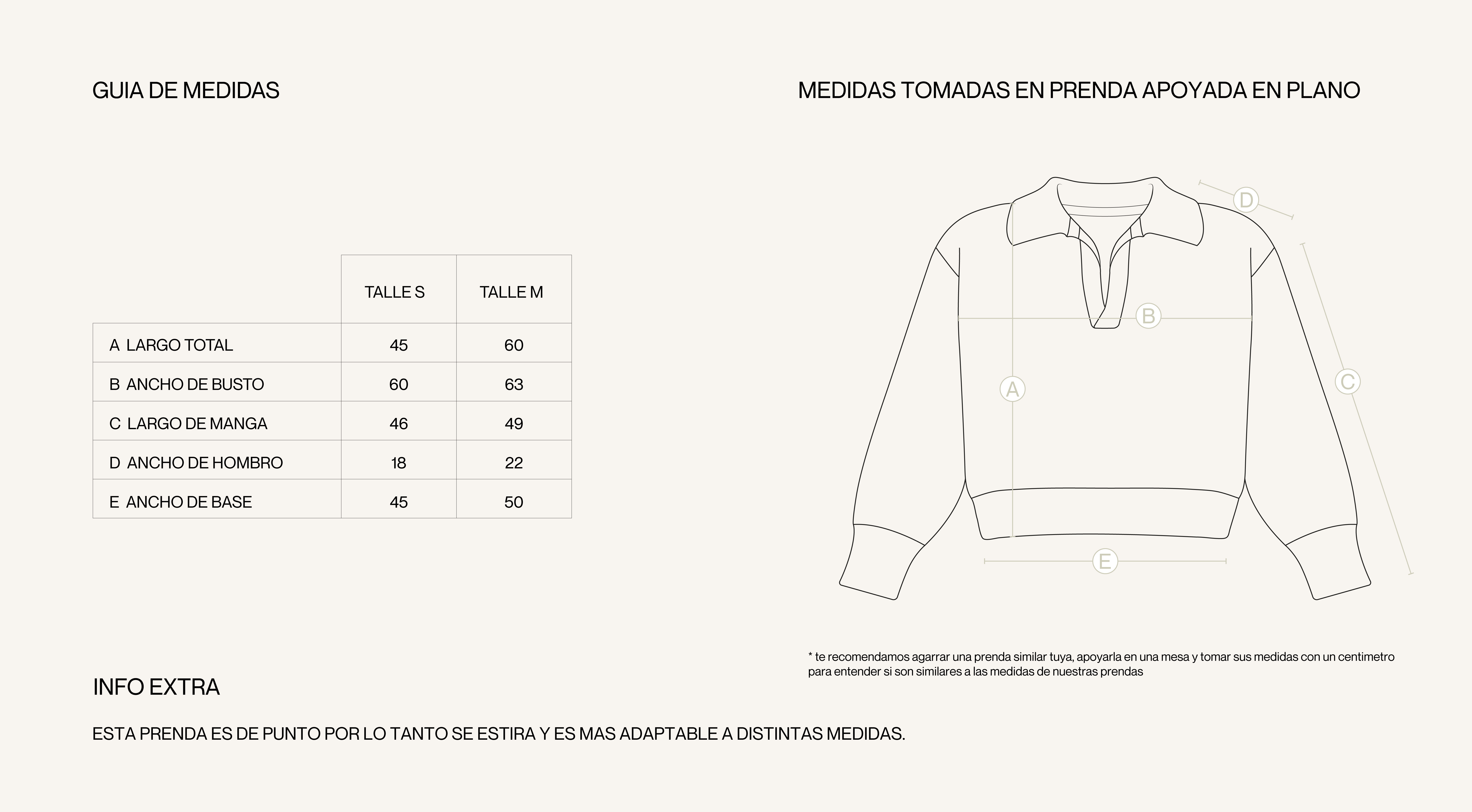 Medidas de la prenda de SWEATER CALIFORNIA RAYAS ROJO