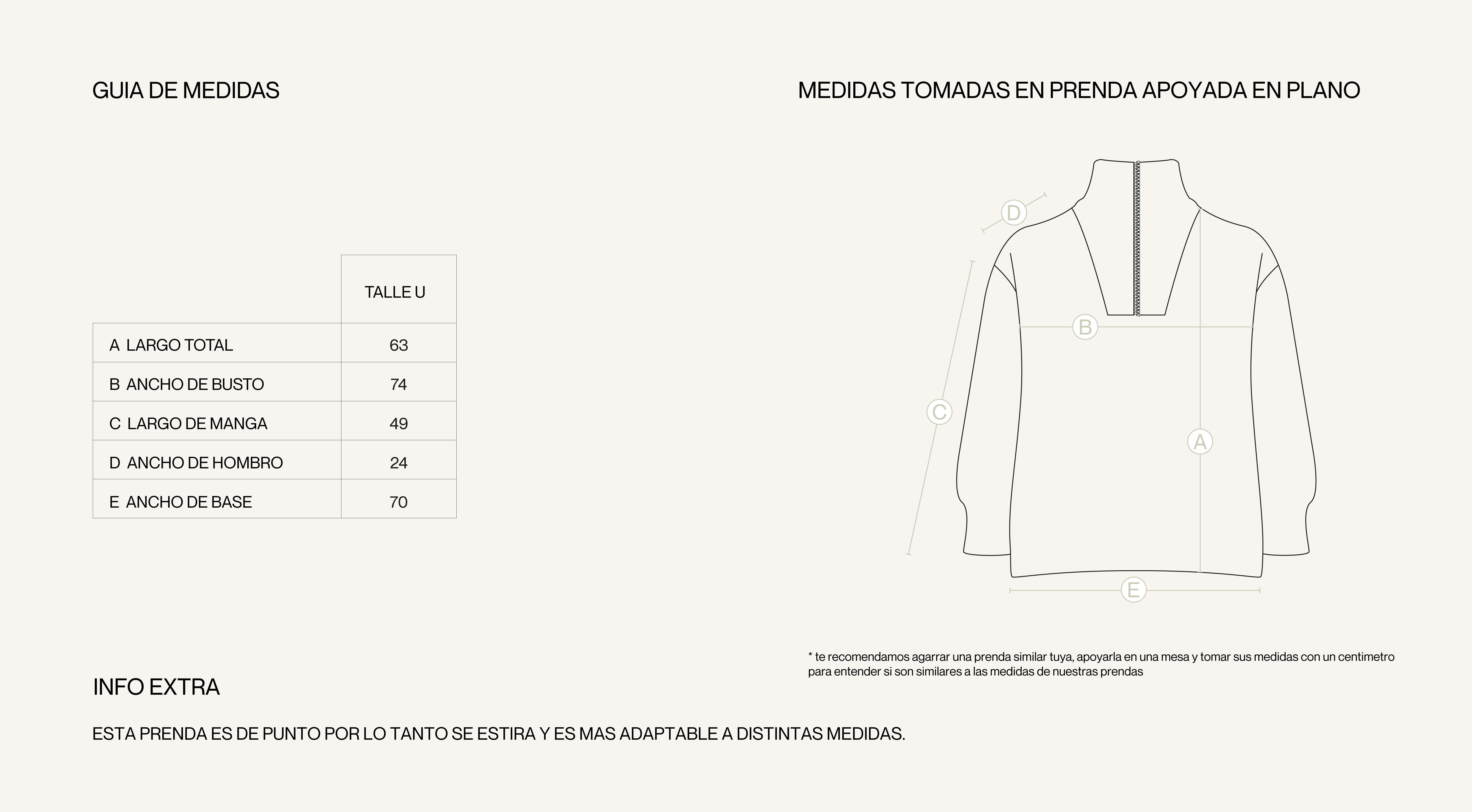 Medidas de la prenda de SWEATER SOFIA ATARDECER