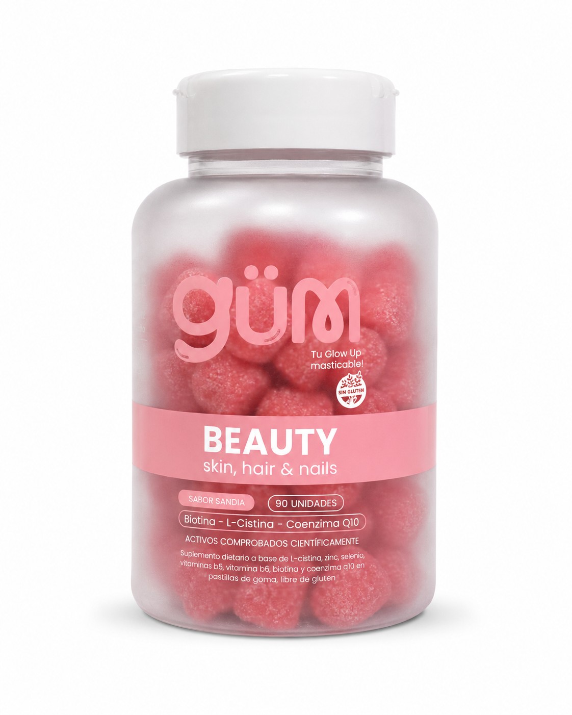 Frasco GÜM Beauty, gomitas para pelo, piel y uñas con 7 activos.