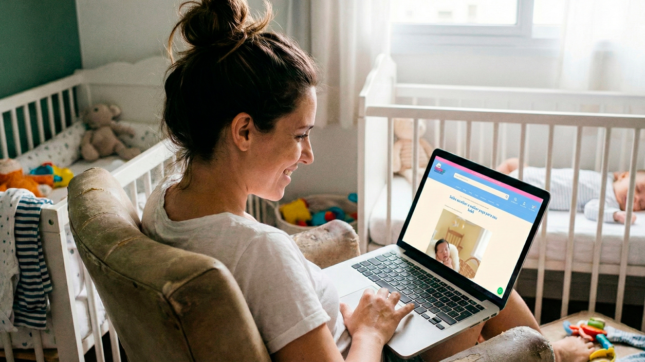 Mulher navegando no computador