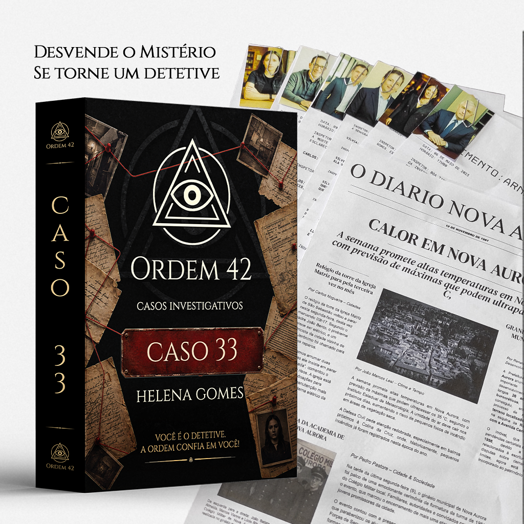 Caso 33 - Helena Gomes: dossiê kraft com fita de isolamento e documentos