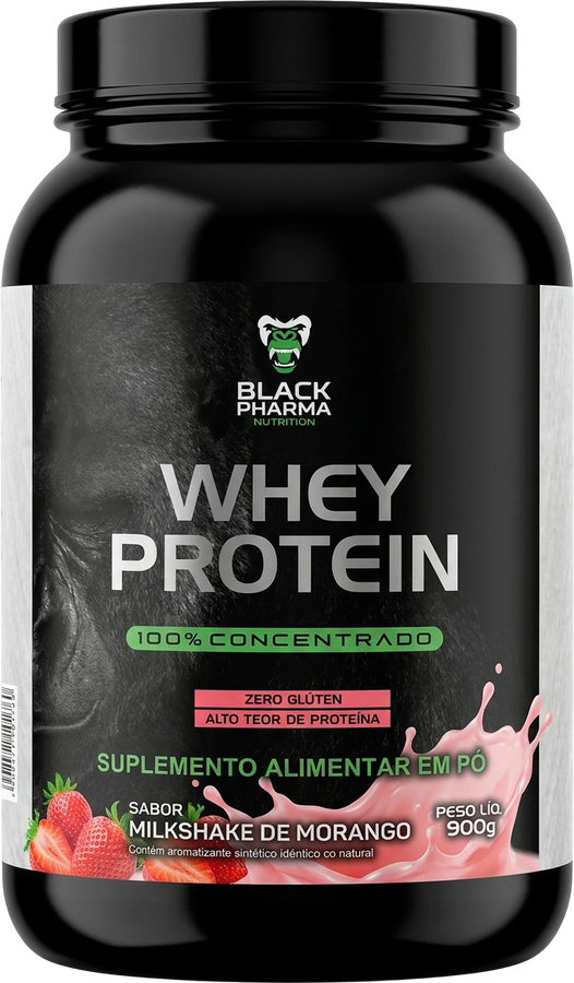 100% Whey Protein Sabor MilkShake de Morango 900g