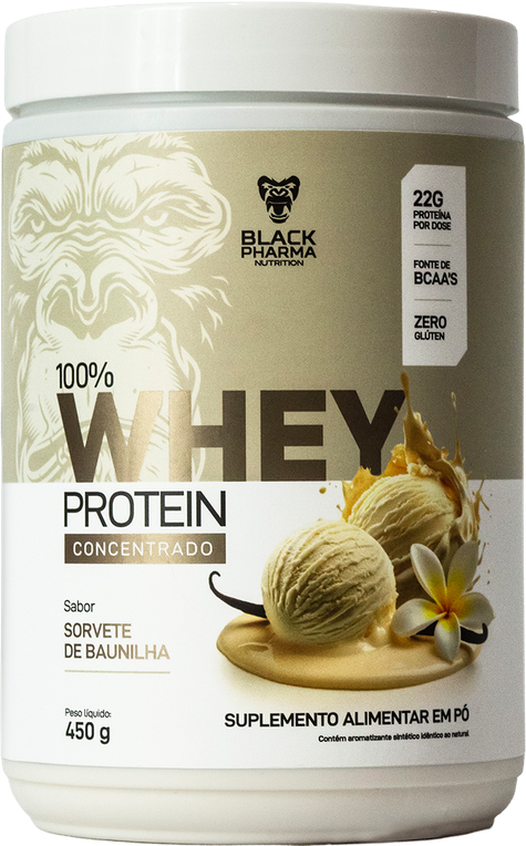 Whey Protein 100% Concentrado Sabor Sorvete de Baunilha 450g