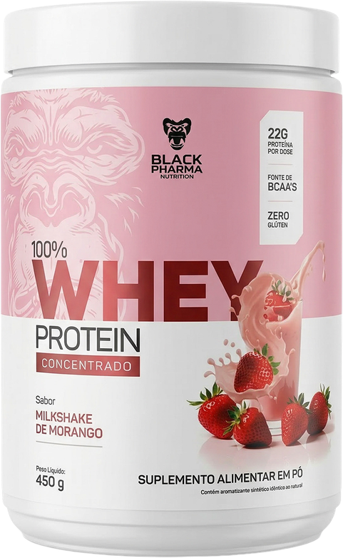 Whey Protein 100% Concentrado Sabor Milkshake de Morango 450g