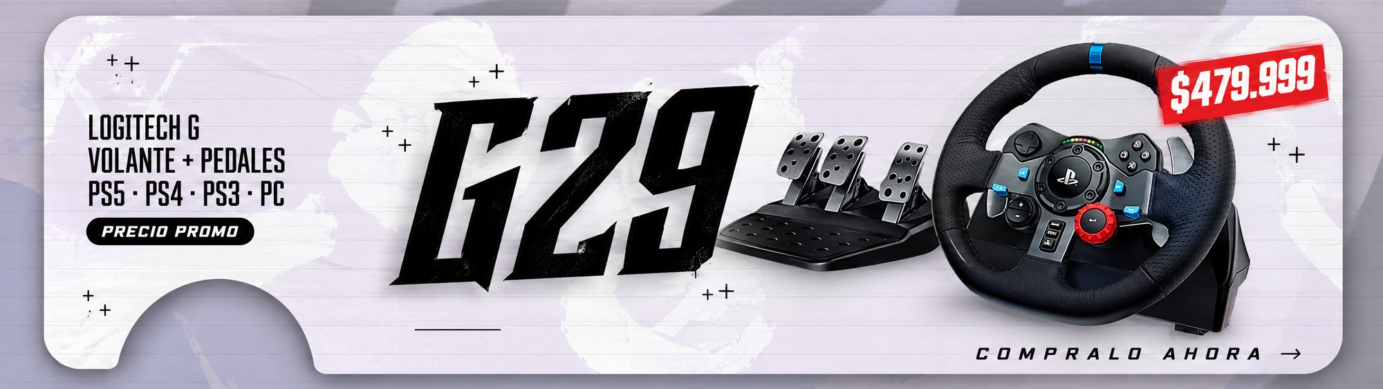Volante y pedales Logitech G29 para PS5, PS4, PS3 y PC a $479.999