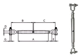 Esticador tubular forjado manilha e manilha