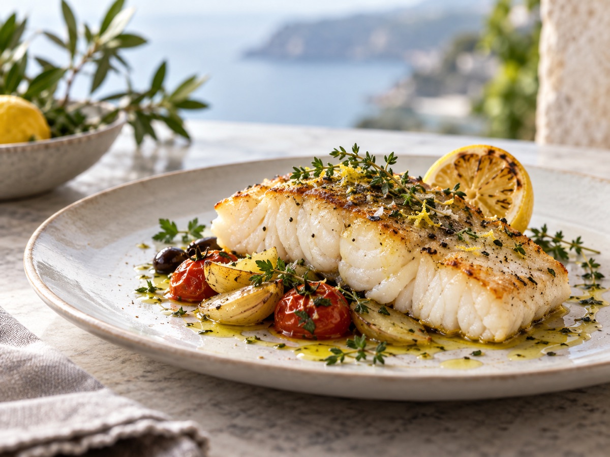 Peixe preparado com limão e ervas