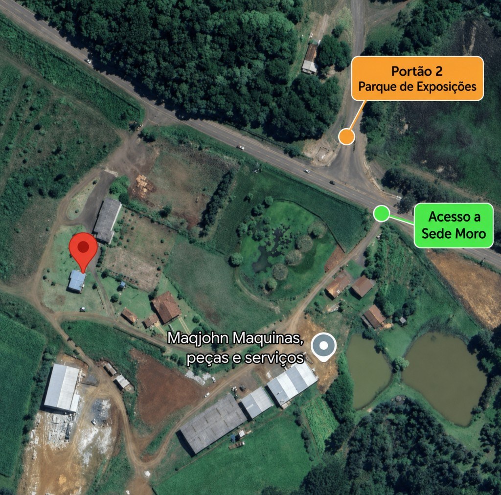 Mapa de acesso: entre pela frente do Portão 2 do Parque de Exposições