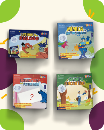Quatro livros e materiais de aprendizagem da Editora Empatia