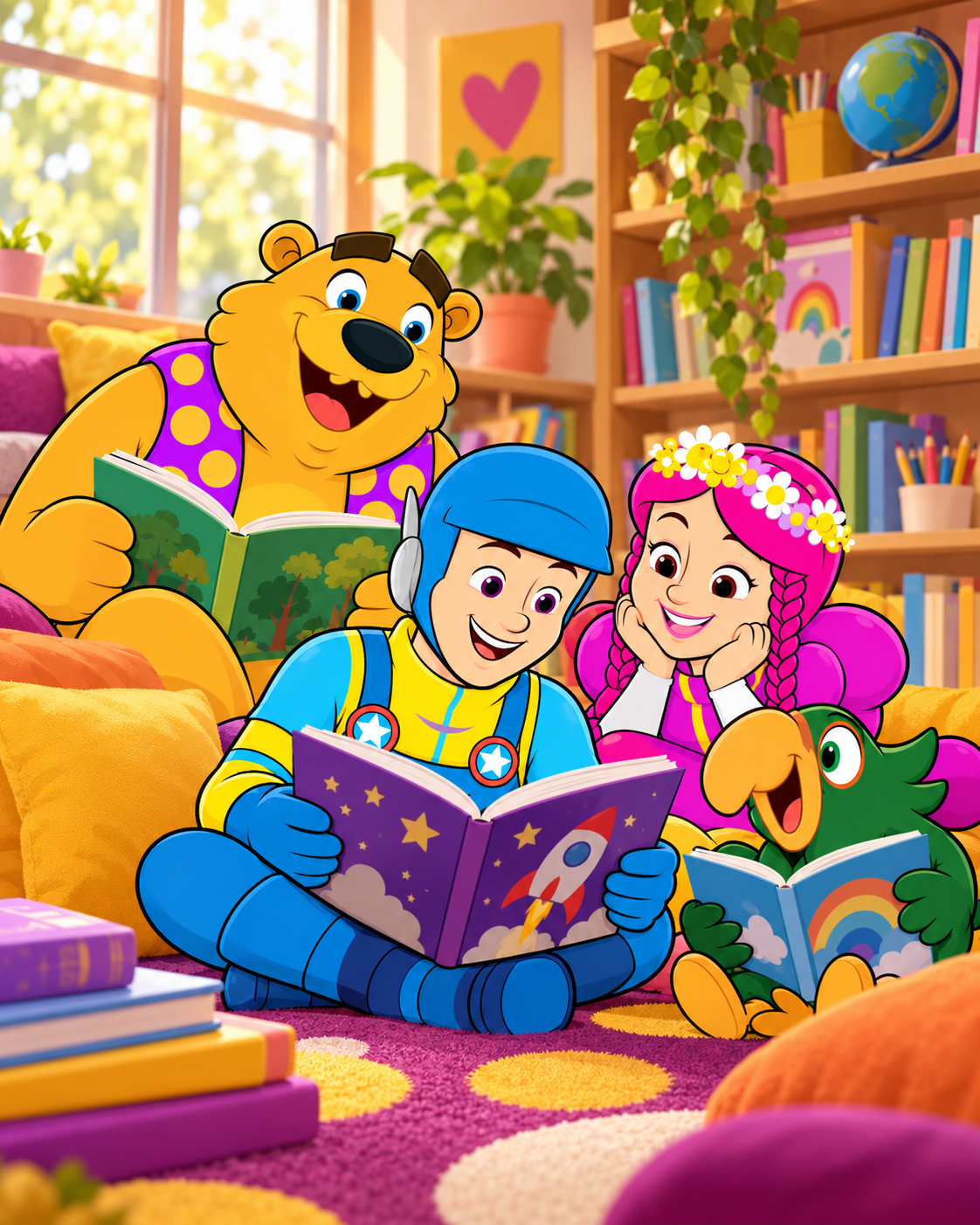 Crianças e personagens aprendem juntas