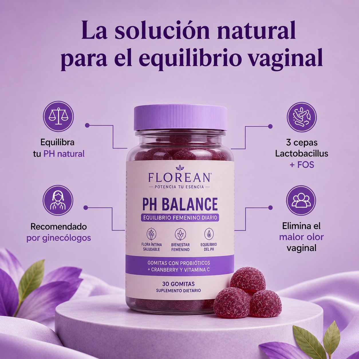 Florean PH Balance – Gomitas con probióticos y cranberry