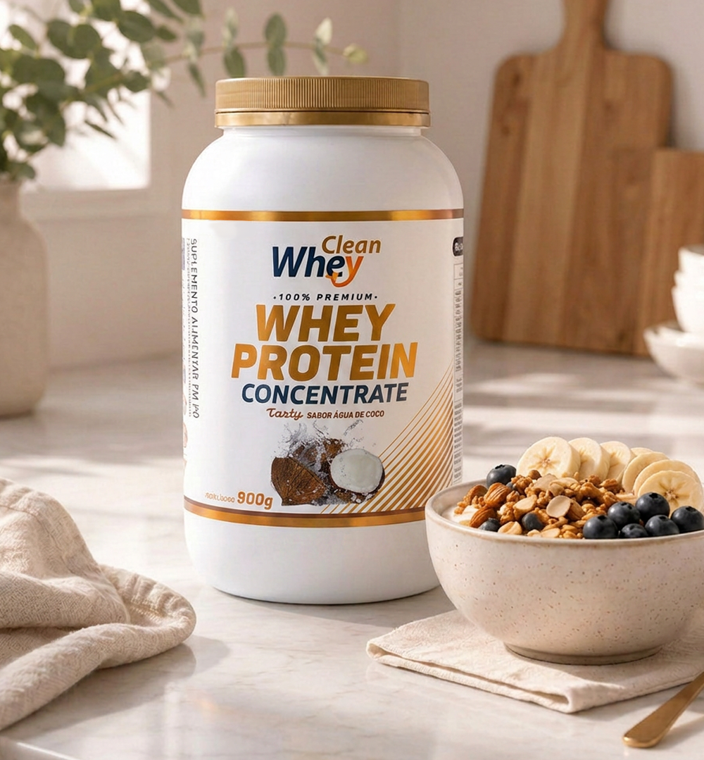Clean Whey Concentrate Tasty Água de Coco Pote 900g em receita