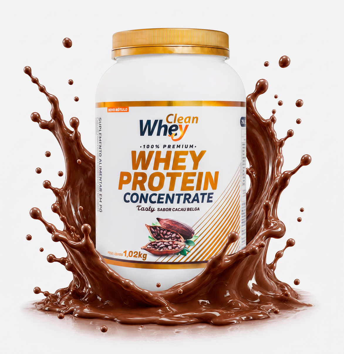 Clean Whey Concentrate Tasty Cacau Belga Pote 1,02kg