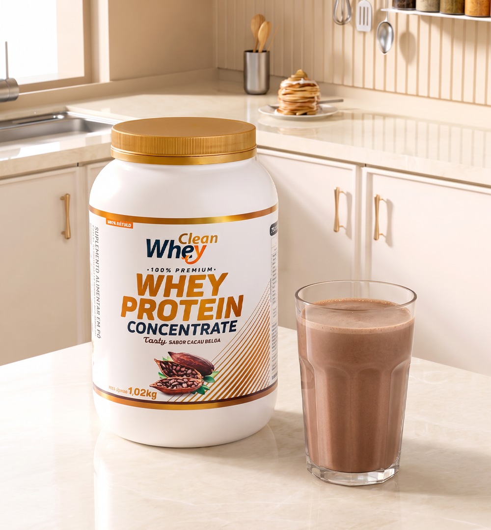 Clean Whey Concentrate Tasty Cacau Belga Pote 1,02kg em receita