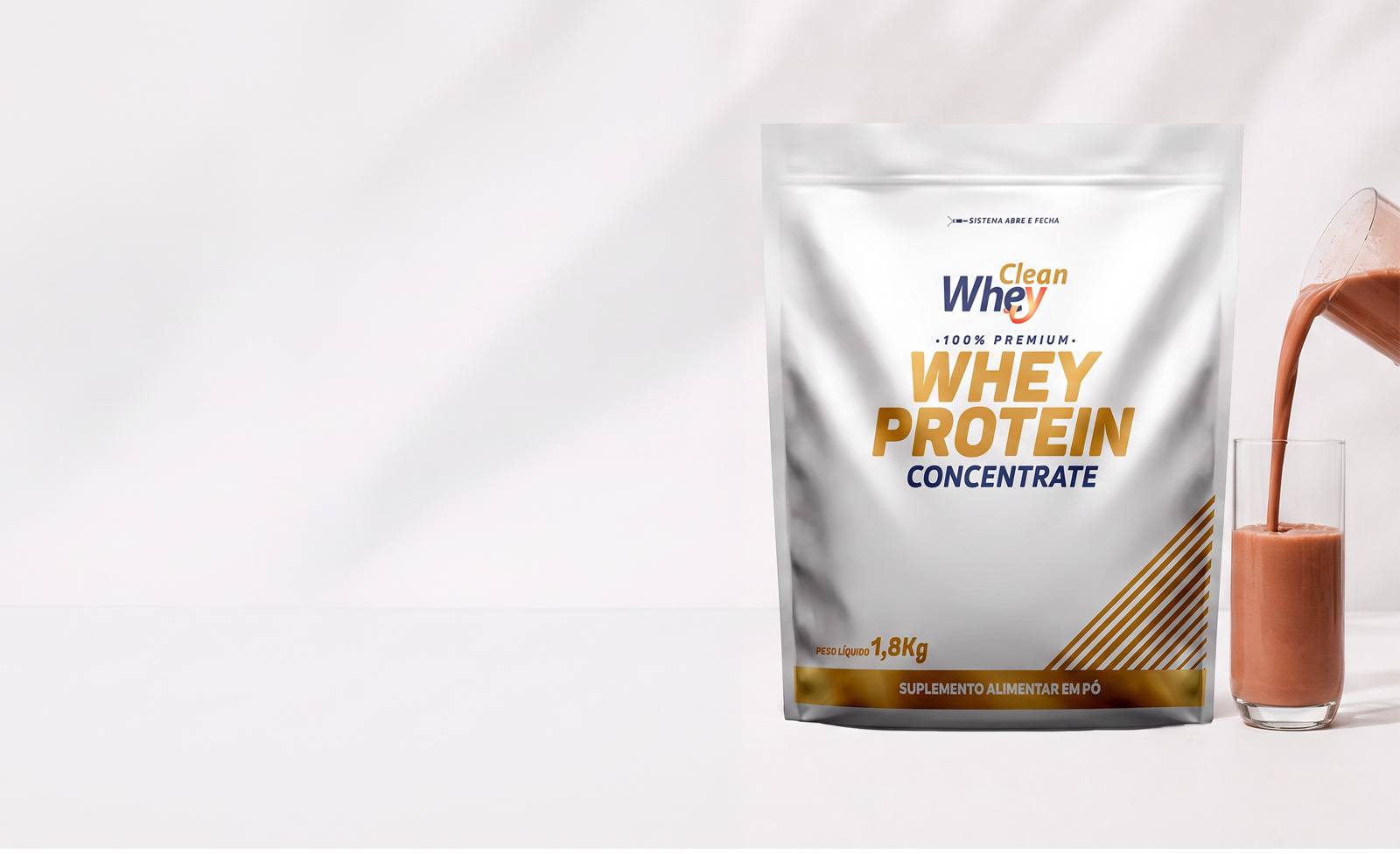 Clean Whey Concentrate Tasty Cacau Belga Refil 1,8kg