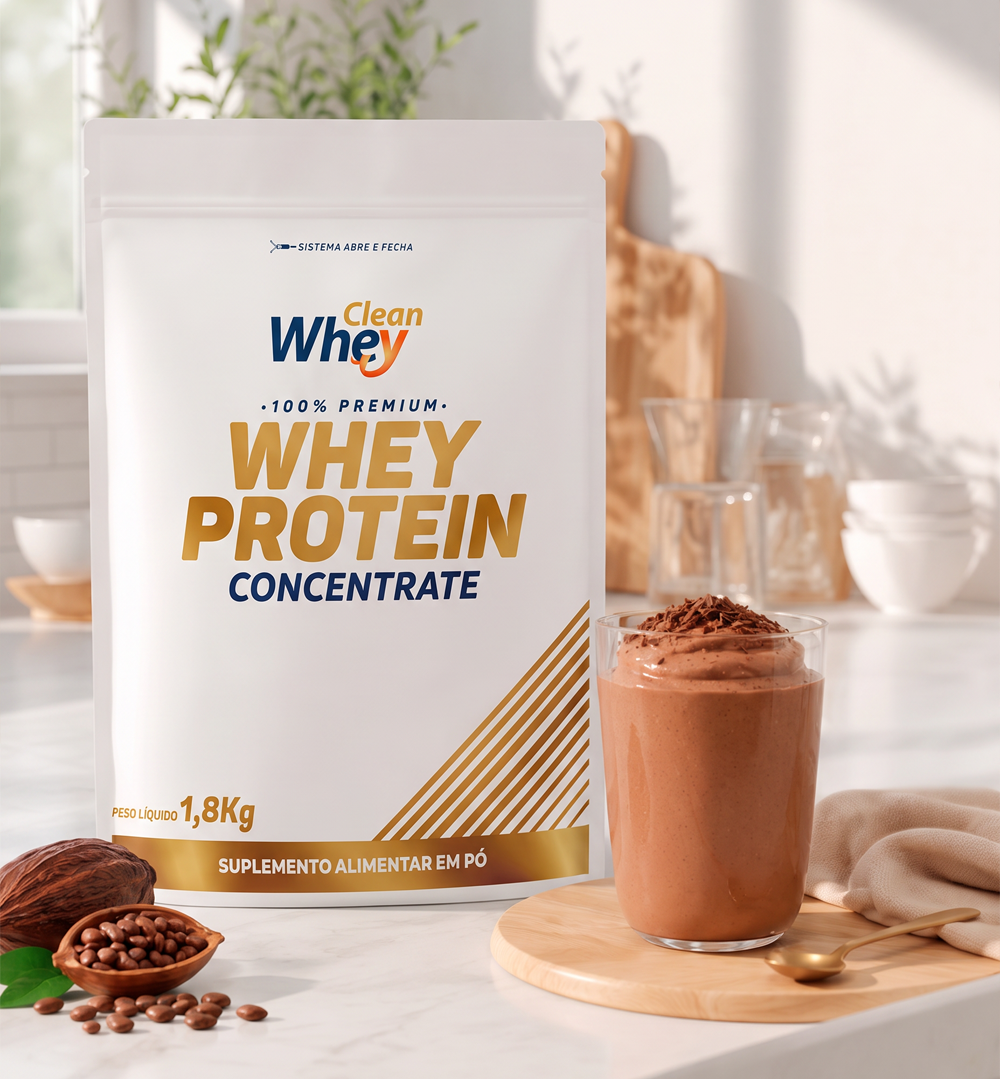 Clean Whey Concentrate Tasty Cacau Belga Refil 1,8kg