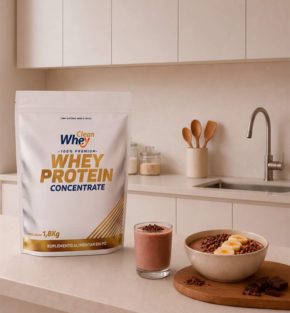 Clean Whey Concentrate Tasty Cacau Belga Refil 1,8kg