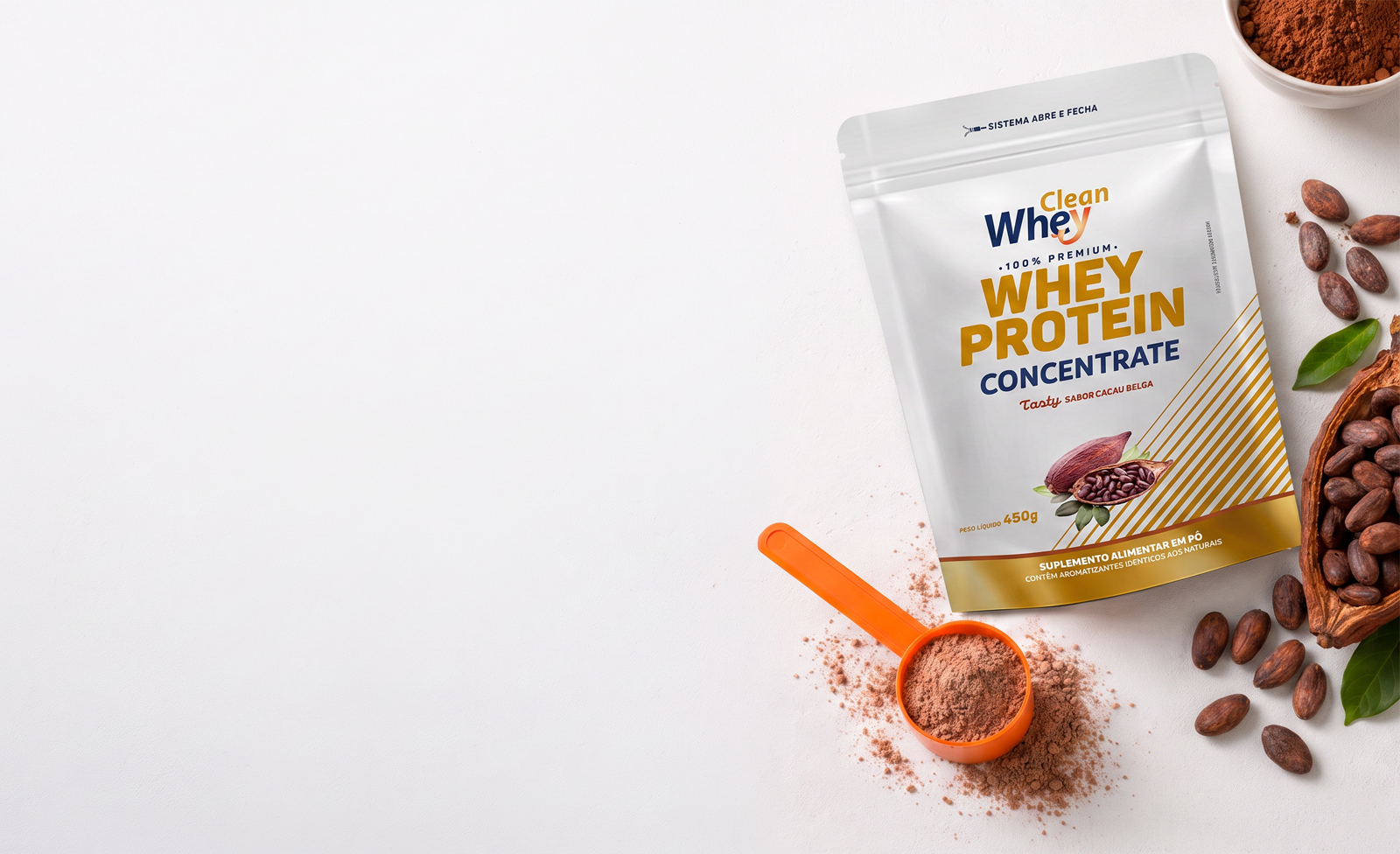 Clean Whey Concentrate Tasty Cacau Belga Refil 450g em contexto de consumo