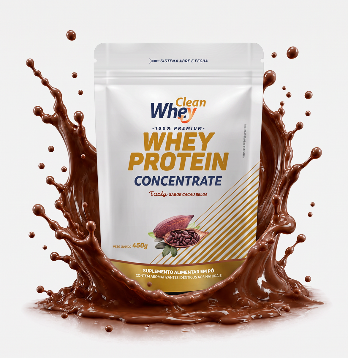 Clean Whey Concentrate Tasty Cacau Belga Refil 450g