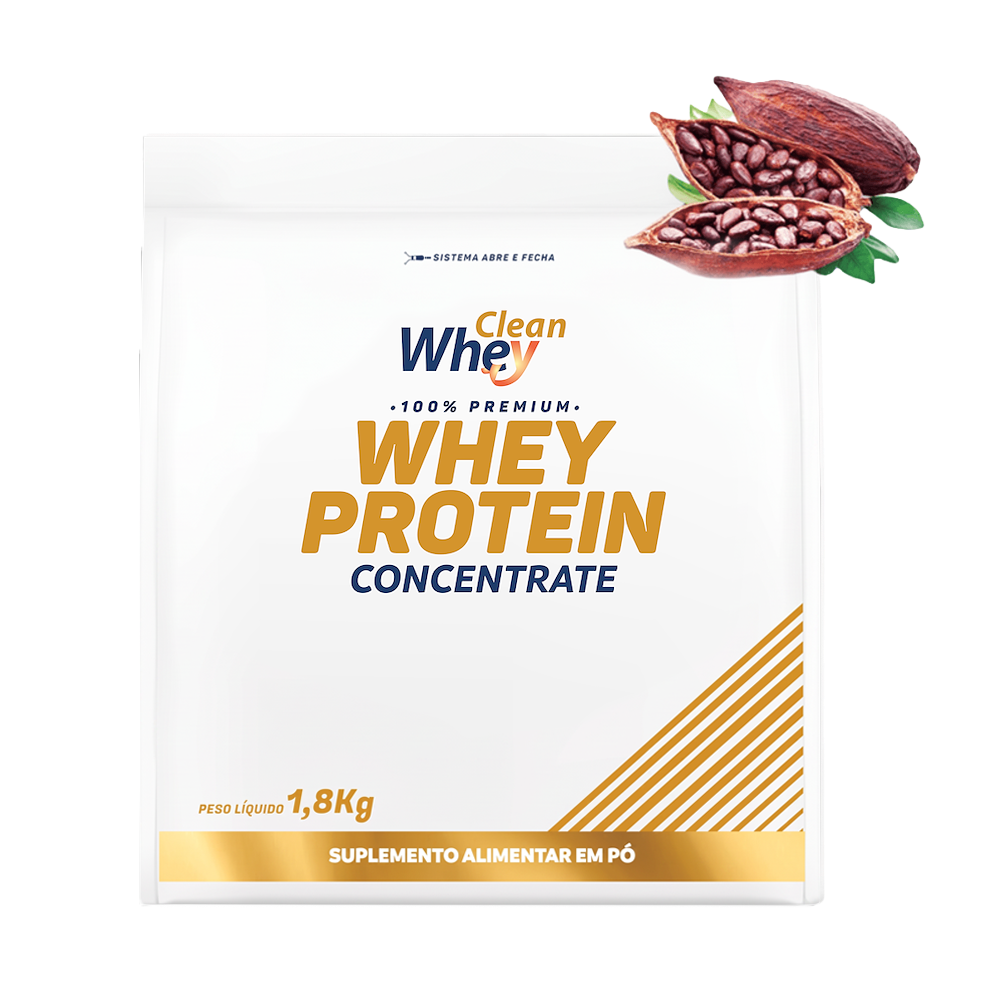 Refil 1,8kg Clean Whey Concentrate Tasty Cacau Belga Saco 5kg