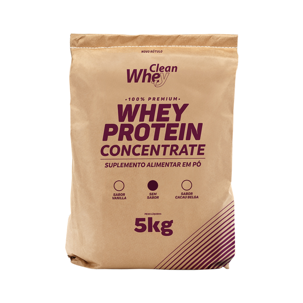 Saco 5kg Clean Whey Concentrate Classic Sem Sabor