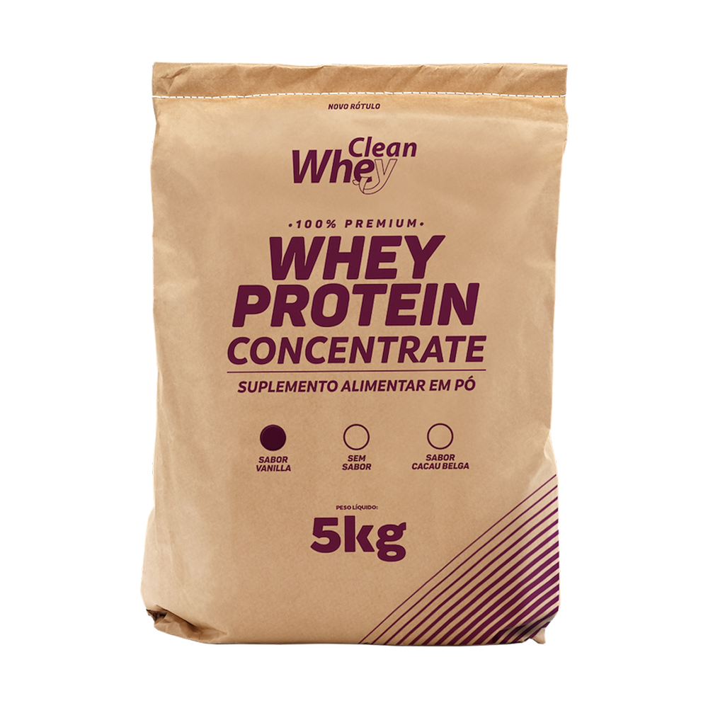 Saco 5kg Clean Whey Concentrate Tasty Vanilla Refil 450g