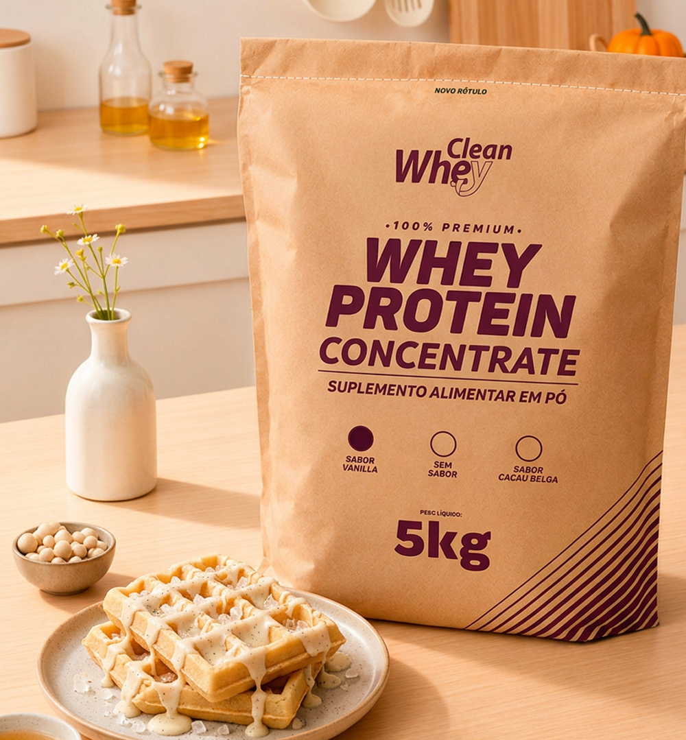 Clean Whey Concentrate Tasty Vanilla Saco 5kg em sugestão de consumo