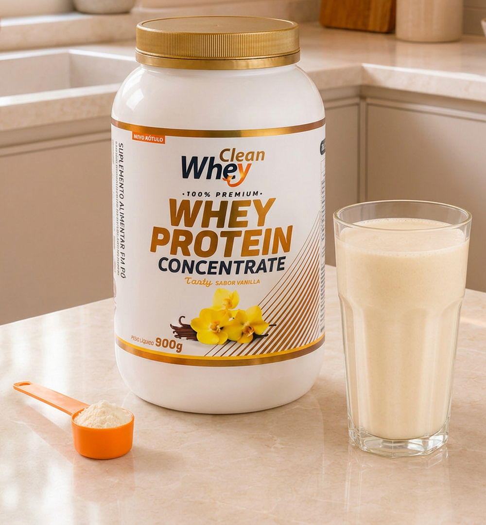 Clean Whey Concentrate Tasty Vanilla preparado como bebida