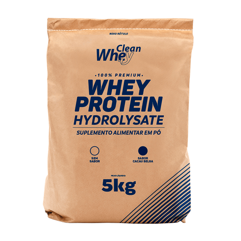 Saco 5kg Clean Whey Hydrolysate Tasty Cacau Belga Pote 1,02kg
