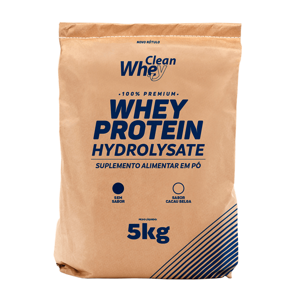 Saco 5kg Clean Whey Hydrolysate Classic Sem Sabor Pote 900g