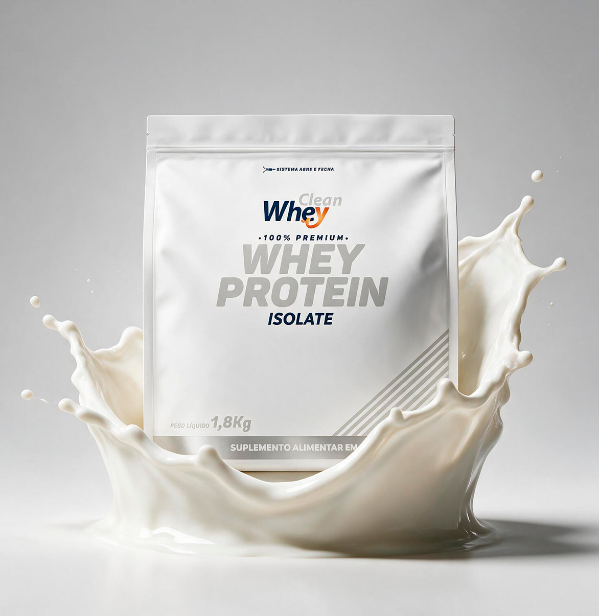Refil 1,8kg Clean Whey Protein Isolate com splash de leite