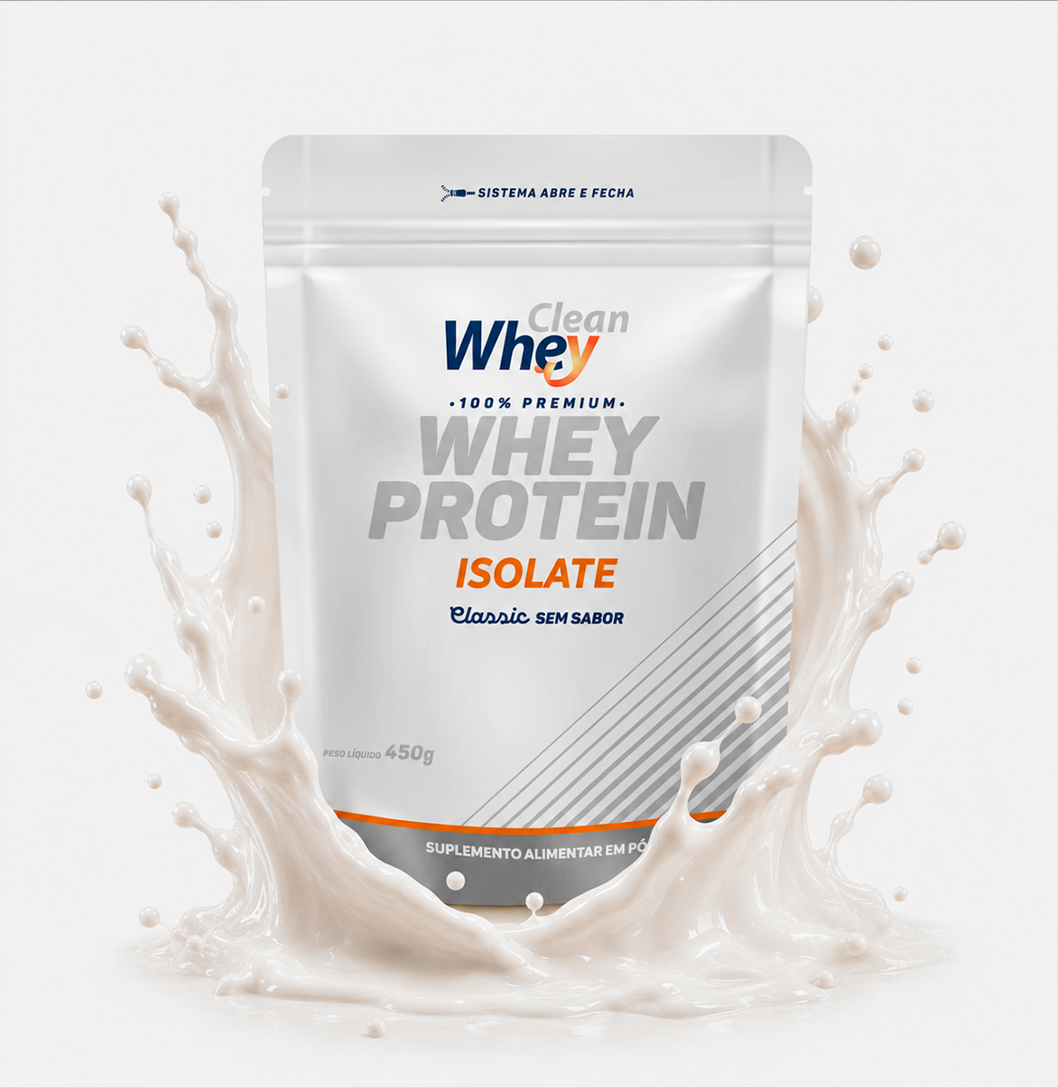 Refil 450g Clean Whey Protein Isolate com splash de leite