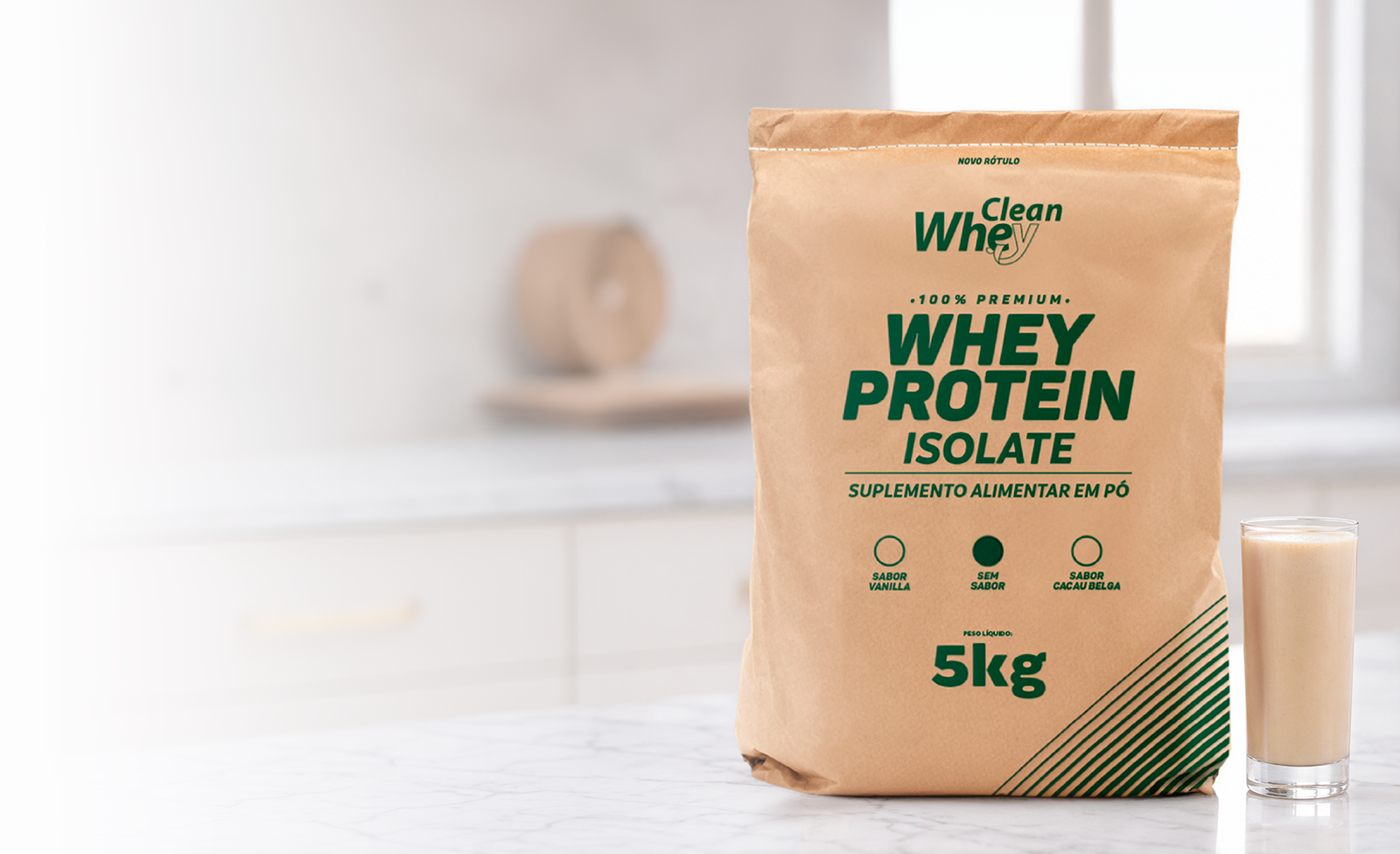 Saco 5kg Clean Whey Protein Isolate com shake
