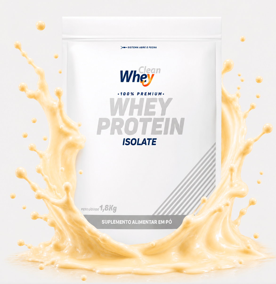 Refil 1,8kg Clean Whey Isolate Tasty Vanilla com splash