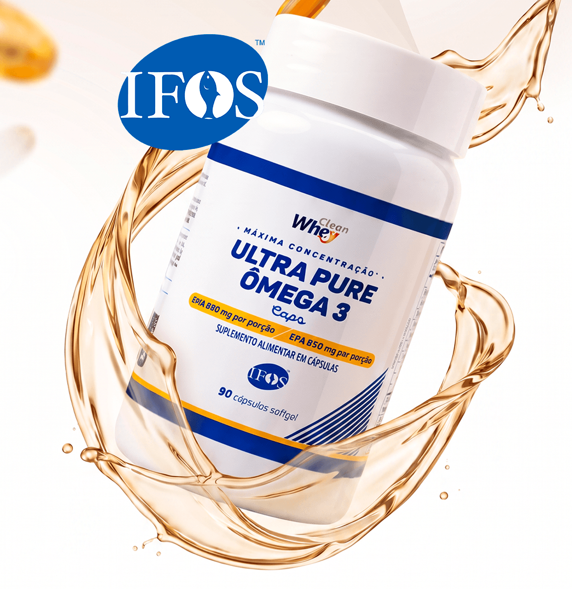 Clean Whey Pure Omega 3 IFOS 90 cápsulas