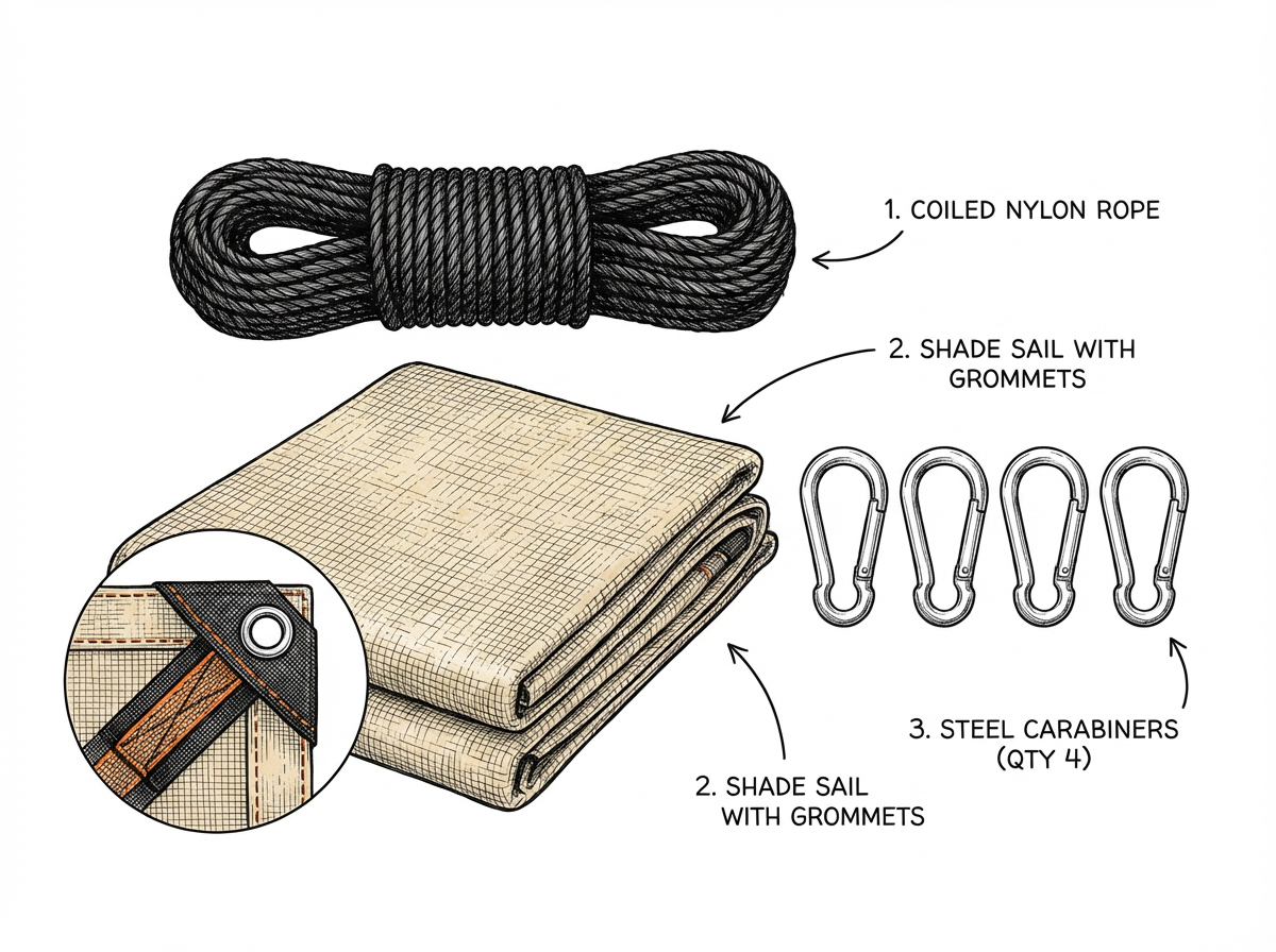 Kit de instala&ccedil;&atilde;o Solaraia: cordas, vela e mosquet&otilde;es