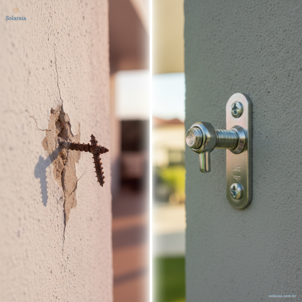 Pontos de fixa&ccedil;&atilde;o corretos para vela de sombra