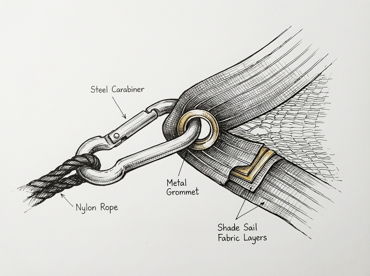 Ilh&oacute;s de metal e mosquet&atilde;o de a&ccedil;o